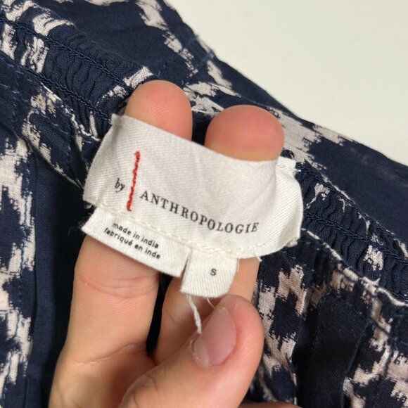 Anthropologie Rimbaud Tie Waist Mini Skirt Navy Blue Cream Size Small - Picture 12 of 13